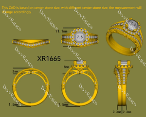 Doveggs cushion pave halo moissanite bridal set (2 rings)