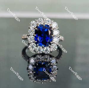 Lab Diamond Ring with Pave Accents (Moissanite/LGD) in 10K/14K Gold or Platinum | DovEggs