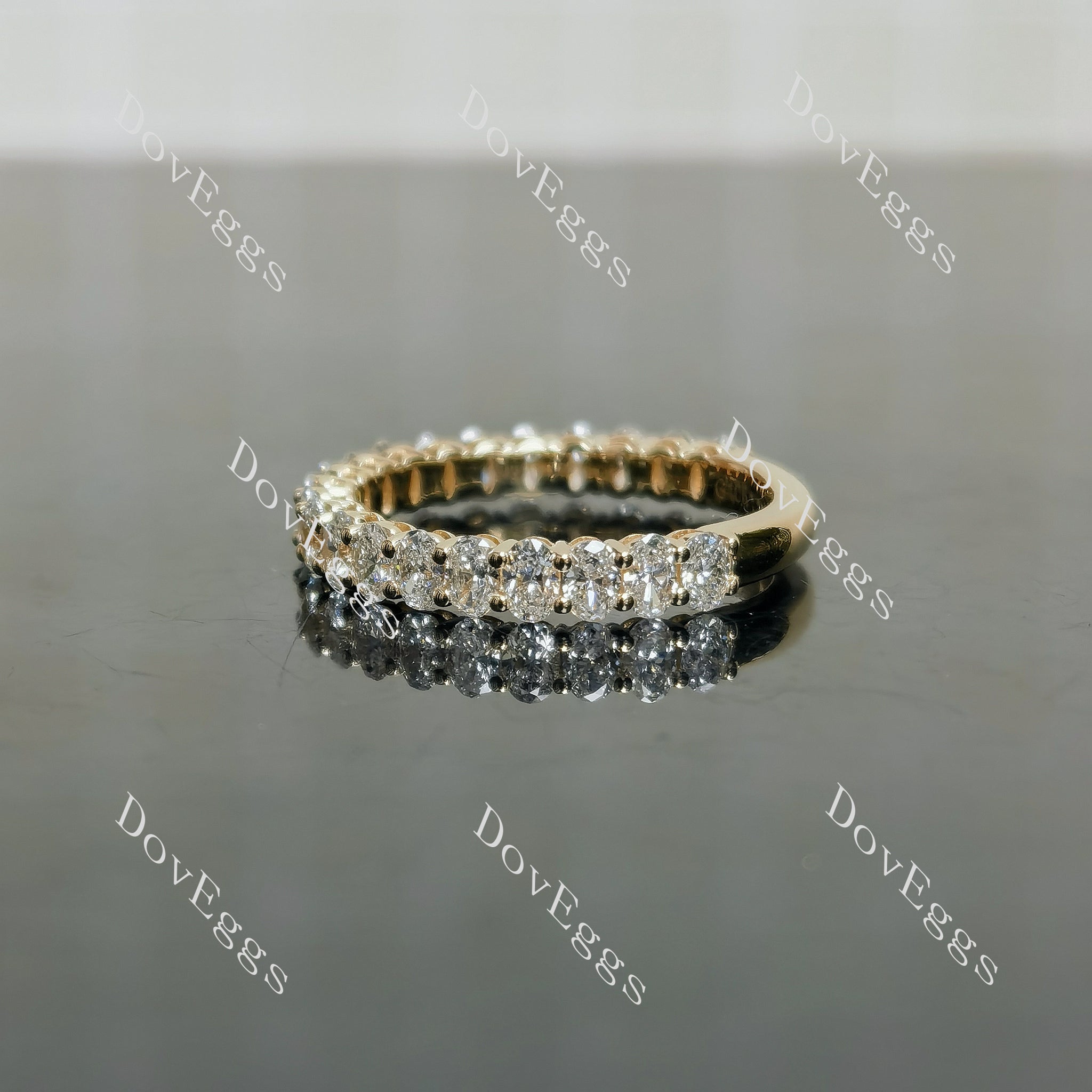 The Megan oval 3/4 eternity pave moissanite/lab grown diamond wedding band-2.3mm band width