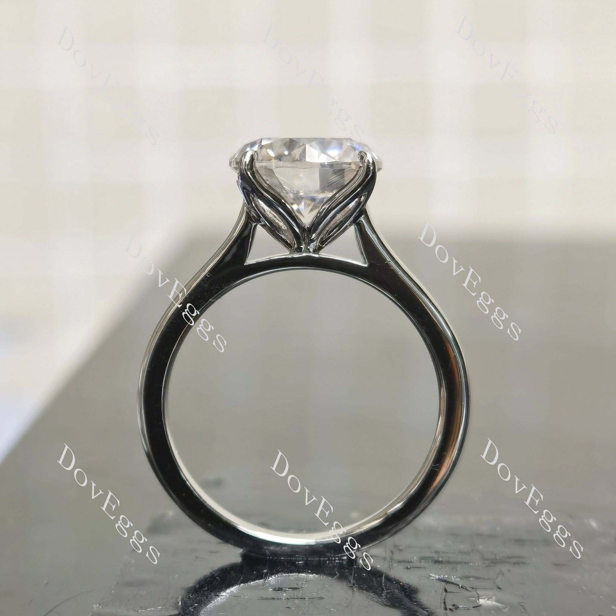 (size 5.5) Doveggs sterling silver 3ct Round moissanite engagement ring