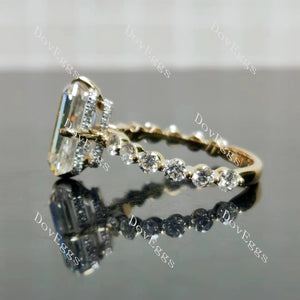 Doveggs Emerald Pave 3/4 Eternity Lab Grown Diamond Engagement Ring