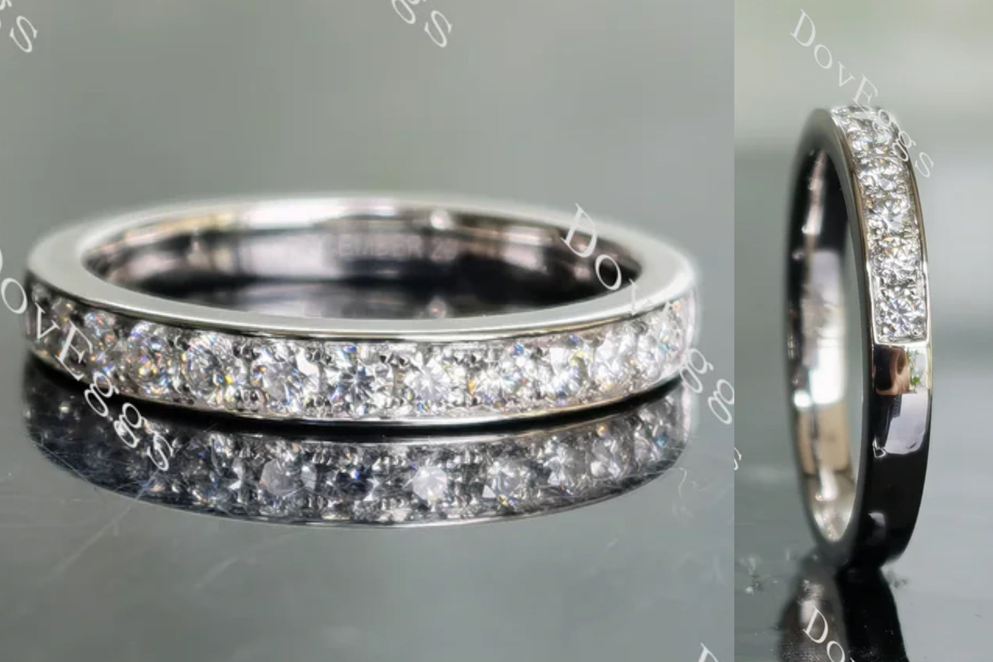 Doveggs half eternity channel set moissanite/lab grown diamond wedding band-2.5mm band width