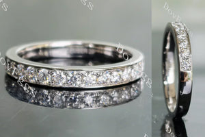 Doveggs half eternity channel set moissanite/lab grown diamond wedding band-2.5mm band width