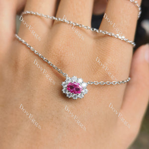 Doveggs sterling silver 1ct oval colored gem pendant necklace