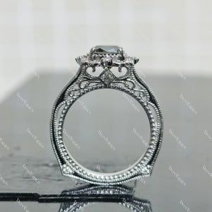 (size 5)Doveggs 1ct olive green cushion moissanite engagement SS ring