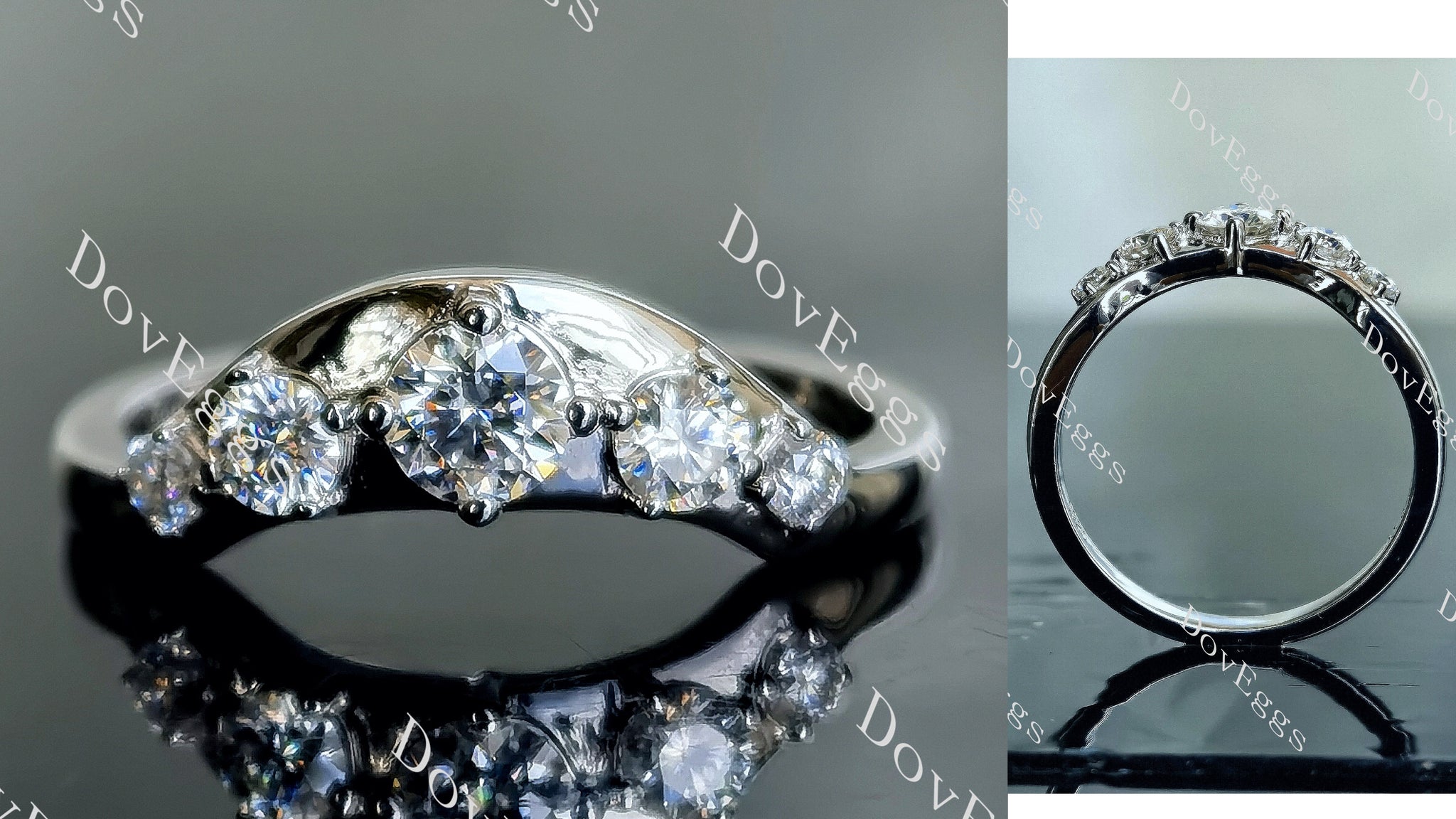 Doveggs round pave moissanite/lab grown diamond wedding band-2.1mm band width