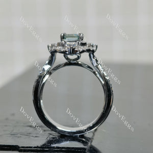 (size 5.5) Doveggs sterling silver 1ct asscher colored moissanite engagement ring