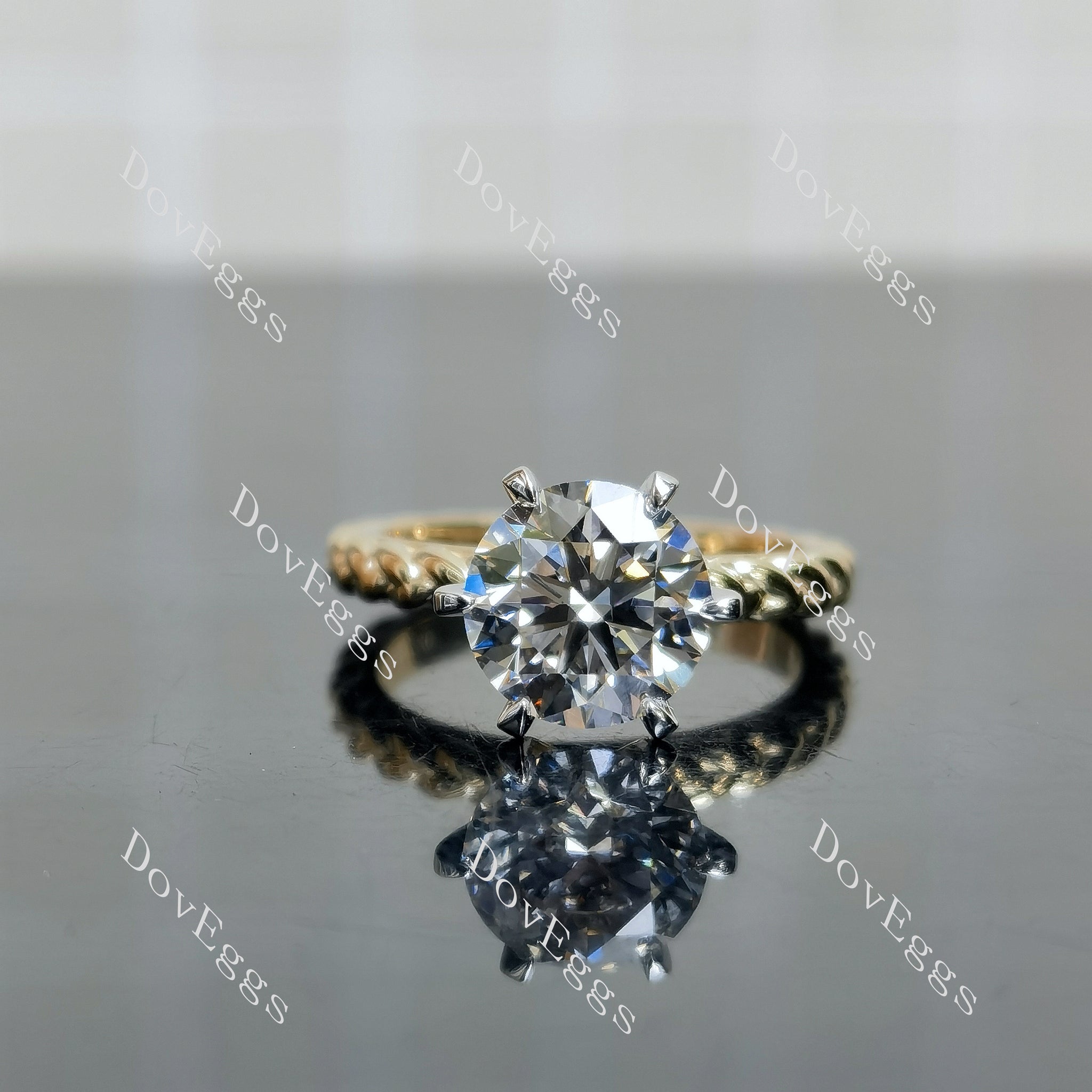 Doveggs Round Pave Braided Lab Grown Diamond Engagement Ring