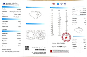 2.32ct Cushion Cut Lab Diamond - E Color VVS2 | Doveggs Certified