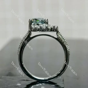 (size 9) Doveggs sterling silver 3ct round peacock blue colored moissanite engagement ring