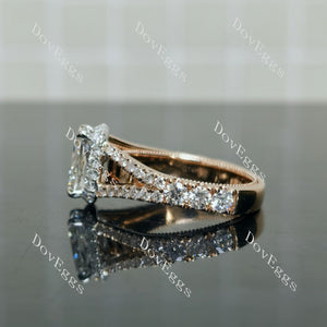 Doveggs Cushion Halo Split Shanks Lab Grown Diamond Engagement Ring