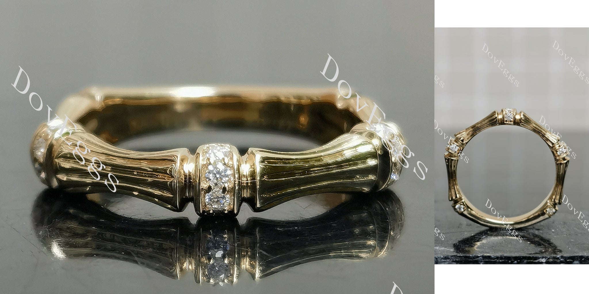 Beth's bamboo round moissanite/lab grown diamond wedding band-2.8mm band width