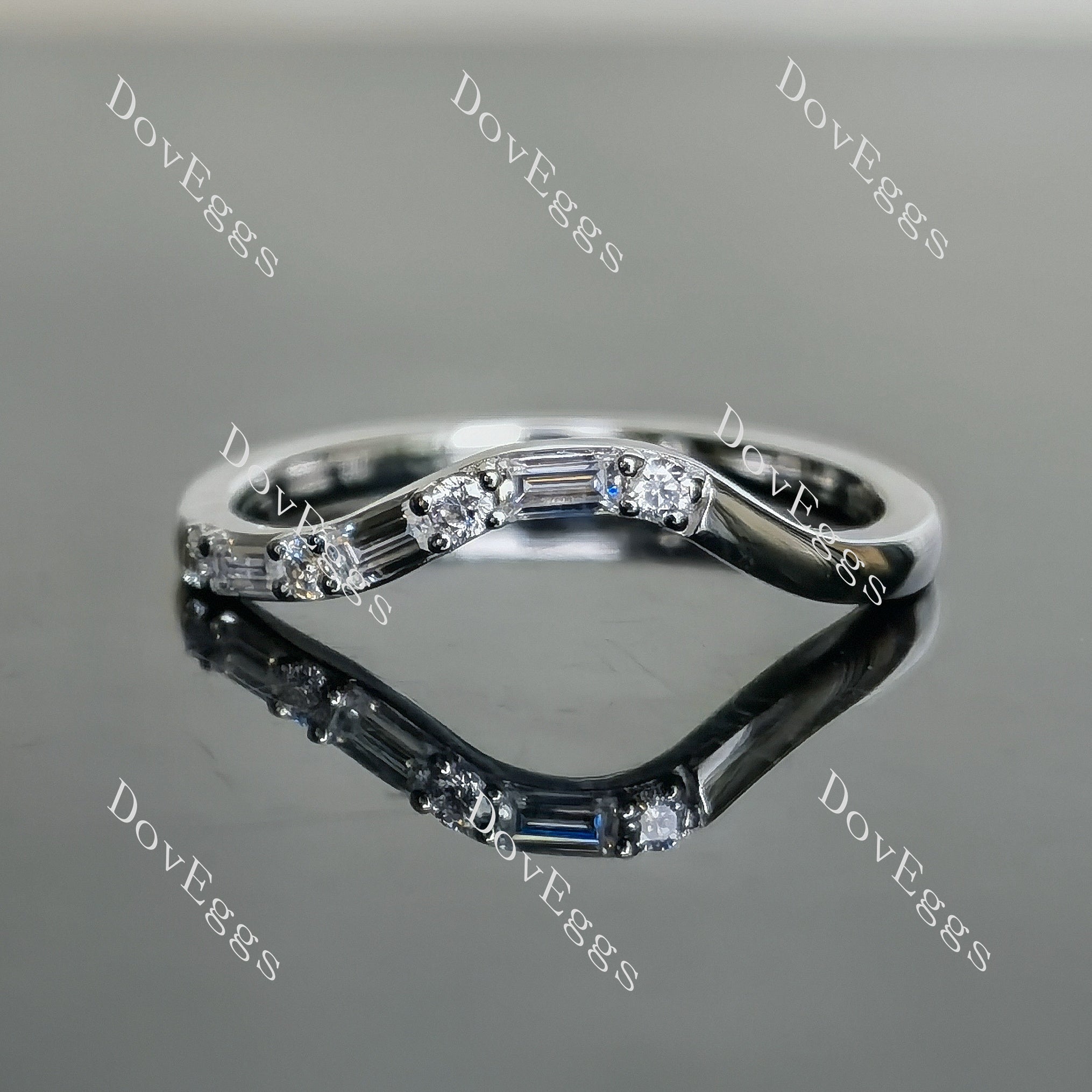 Doveggs elongated emerald side stones moissanite bridal set (2 rings)