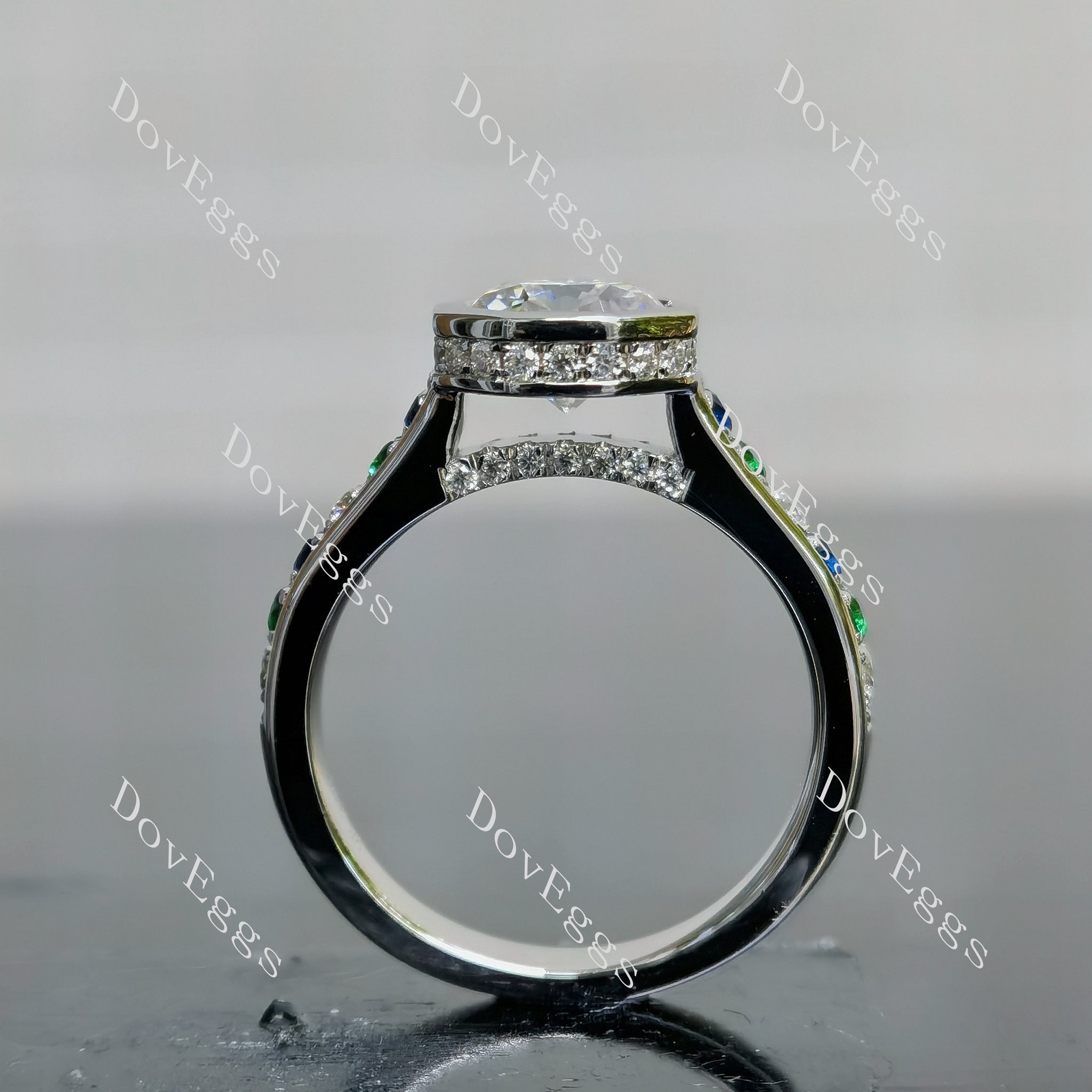 Doveggs octagon pave bezel moissanite engagement ring