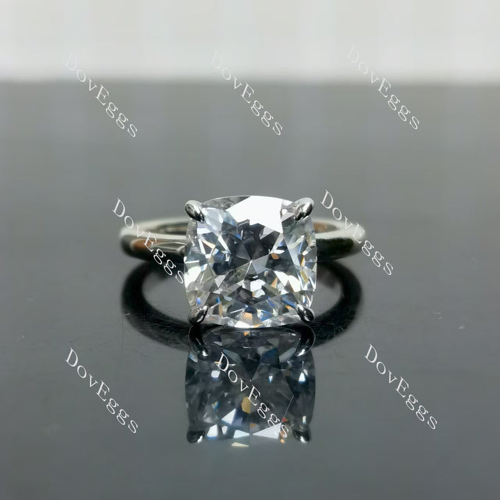 (size 5) Doveggs sterling silver gold 4ct cushion moissanite engagement ring