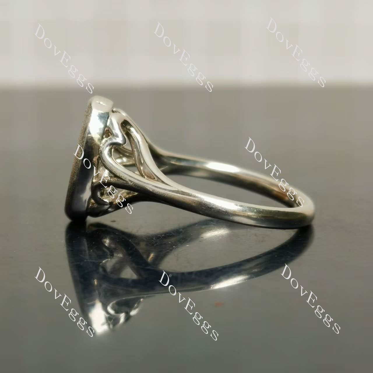 Doveggs bezel art deco solitaire engagement ring semi-mount only(Exclusively to DovEggs Stones)