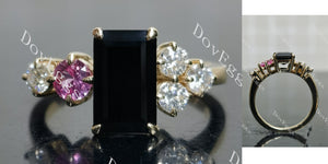 emerald side stones colored gem engagement ring