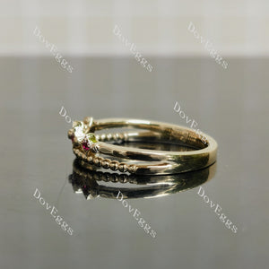 DovEggs art deco round colored gem/lab grown diamond wedding band-2.0mm band width