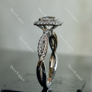Doveggs radiant double halo pave moissanite engagement ring