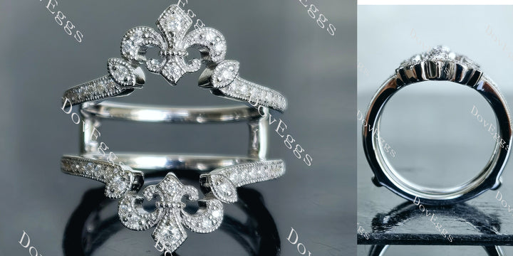 Doveggs round pave art deco moissanite/lab grown diamond enhancer/wedding band-7.2mm band width