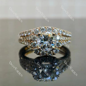 Doveggs cushion halo half eternity moissanite bridal set (2 rings)