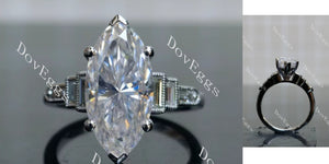 Marquise Modified H&A cut pave side stones moissanite