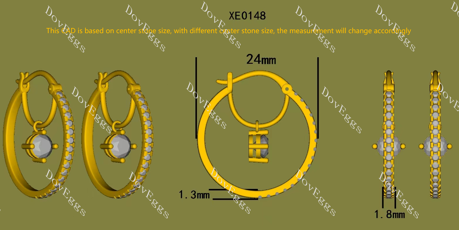 Alma Delia round  colored moissanite/lab grown diamond hoop earrings
