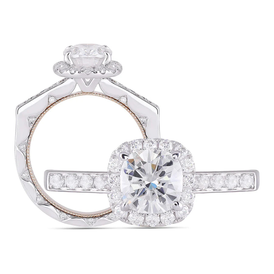 Doveggs pave halo engagement ring only semi-mount only(Exclusively to DovEggs Stones)