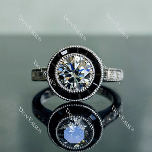 Doveggs round halo bezel moissanite engagement ring