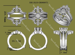 Doveggs round pave art deco moissanite/lab grown diamond enhancer/wedding band-7.2mm band width