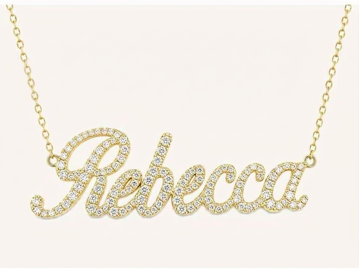 Group Order around 0.5cttw custom Name Plate necklace with 18"+2" length chain (one name/word only, max 4 letters)