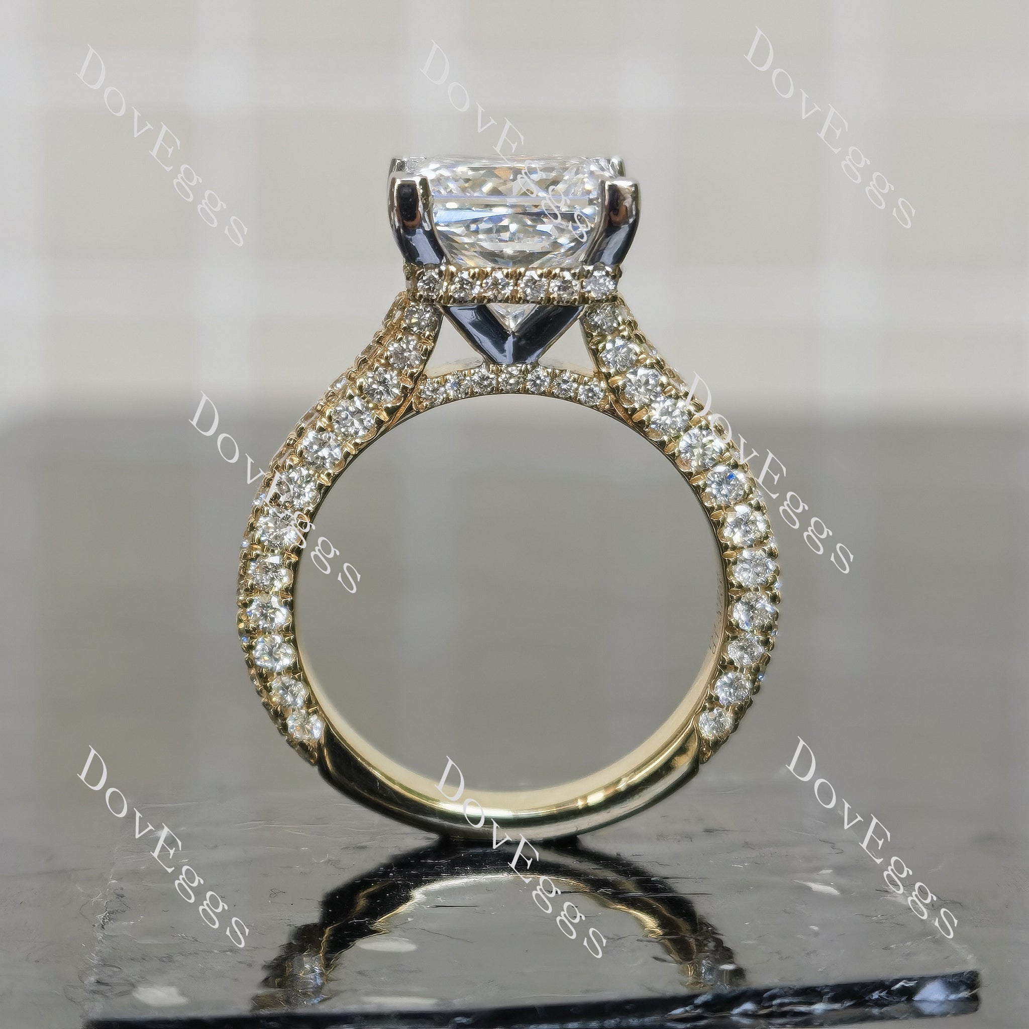 Doveggs princess pave art deco moissnaite engagement ring