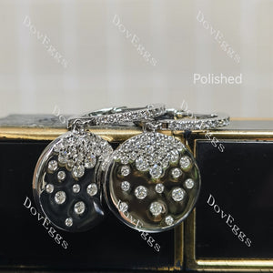 Round pave multicolor art deco moissanite/labgrown diamond/colored gem dangle earrings| Doveggs