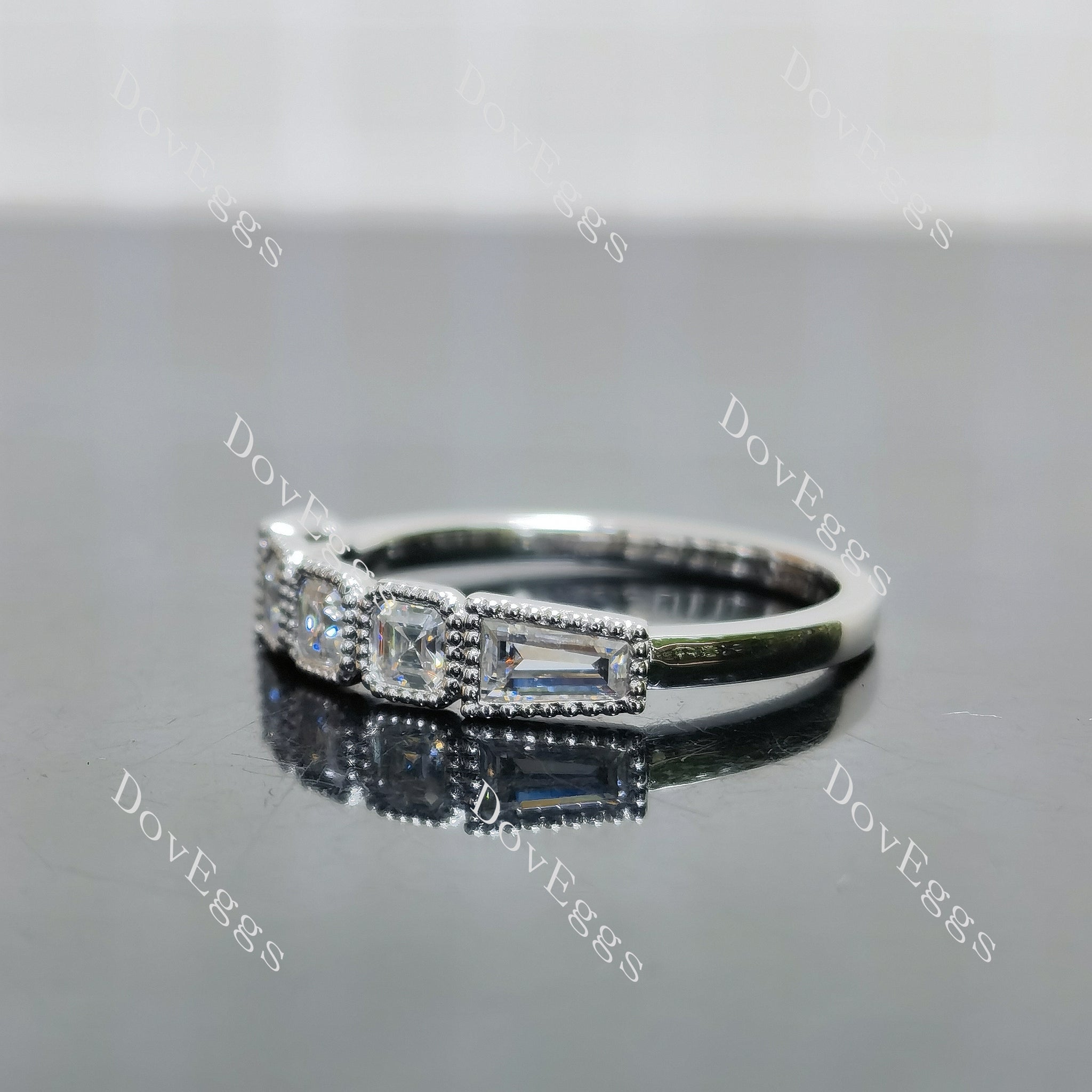 Doveggs asscher five-stone bezel moissanite wedding band-2.0mm band width