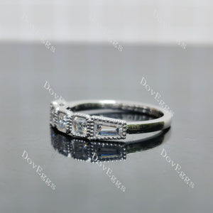 Doveggs asscher five-stone bezel moissanite wedding band-2.0mm band width