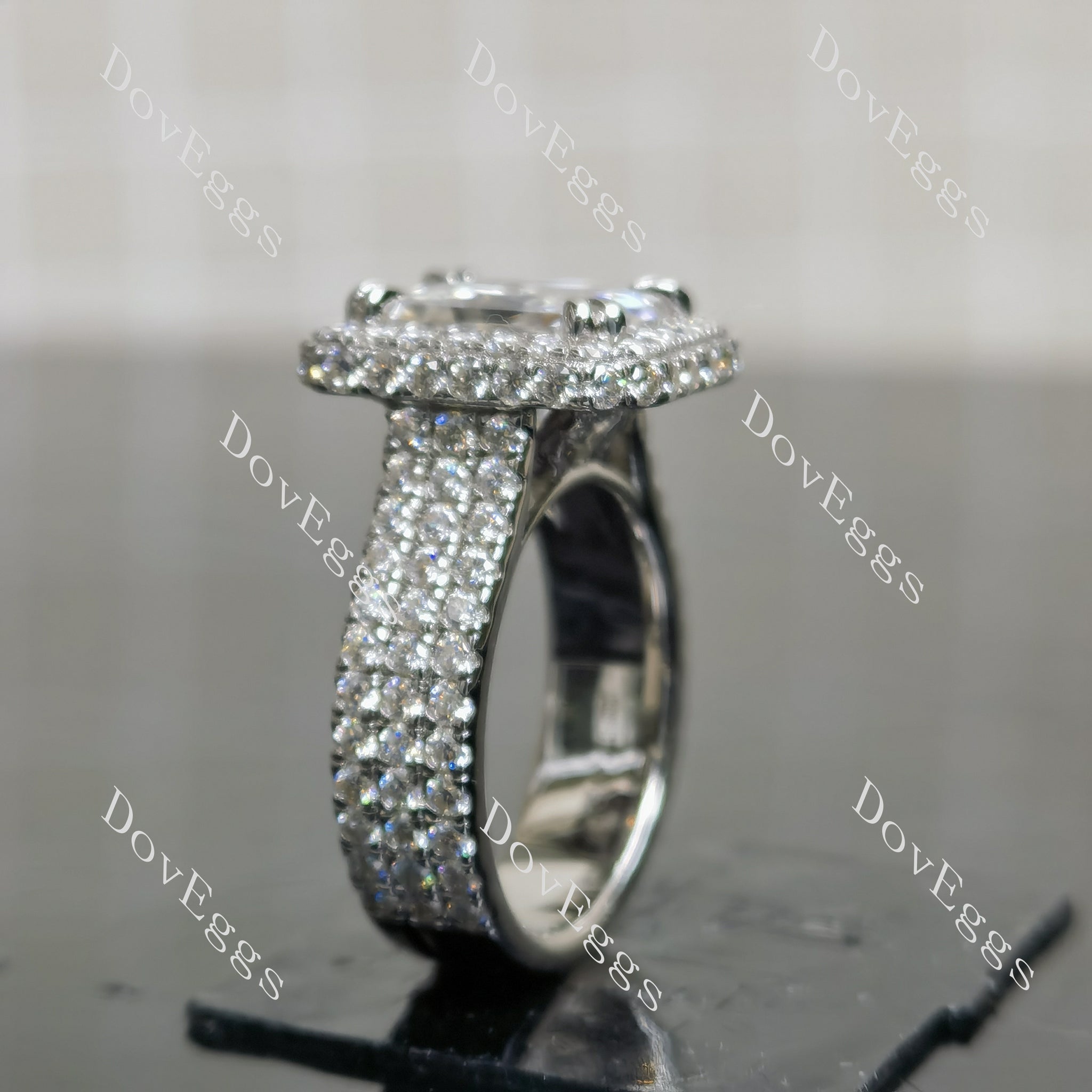 (size 5.75) Doveggs sterling silver 4ct Radiant moissanite engagement ring