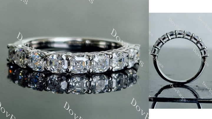 Doveggs asscher half eternity pave moissanite wedding band-2.1mm band width - DovEggs-Seattle
