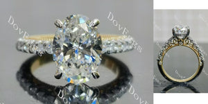 oval vintage pave half eternity moissanite engagement ring