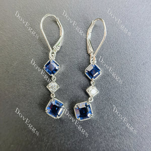 Doveggs asscher round bezel colored gem dangle earrings