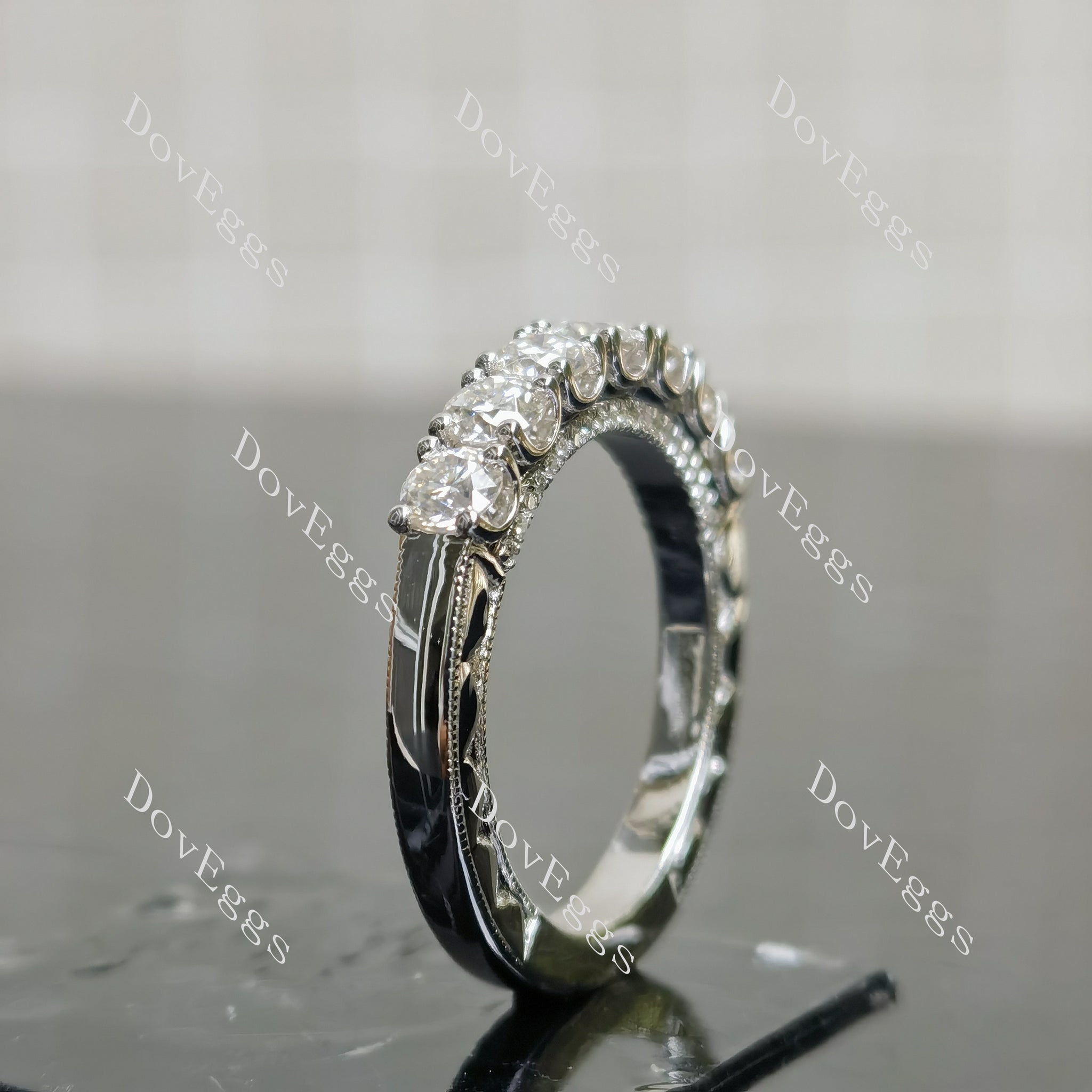 (size 7.25) Doveggs sterling silver 3ct cushion moissanite bridal set(2 rings)