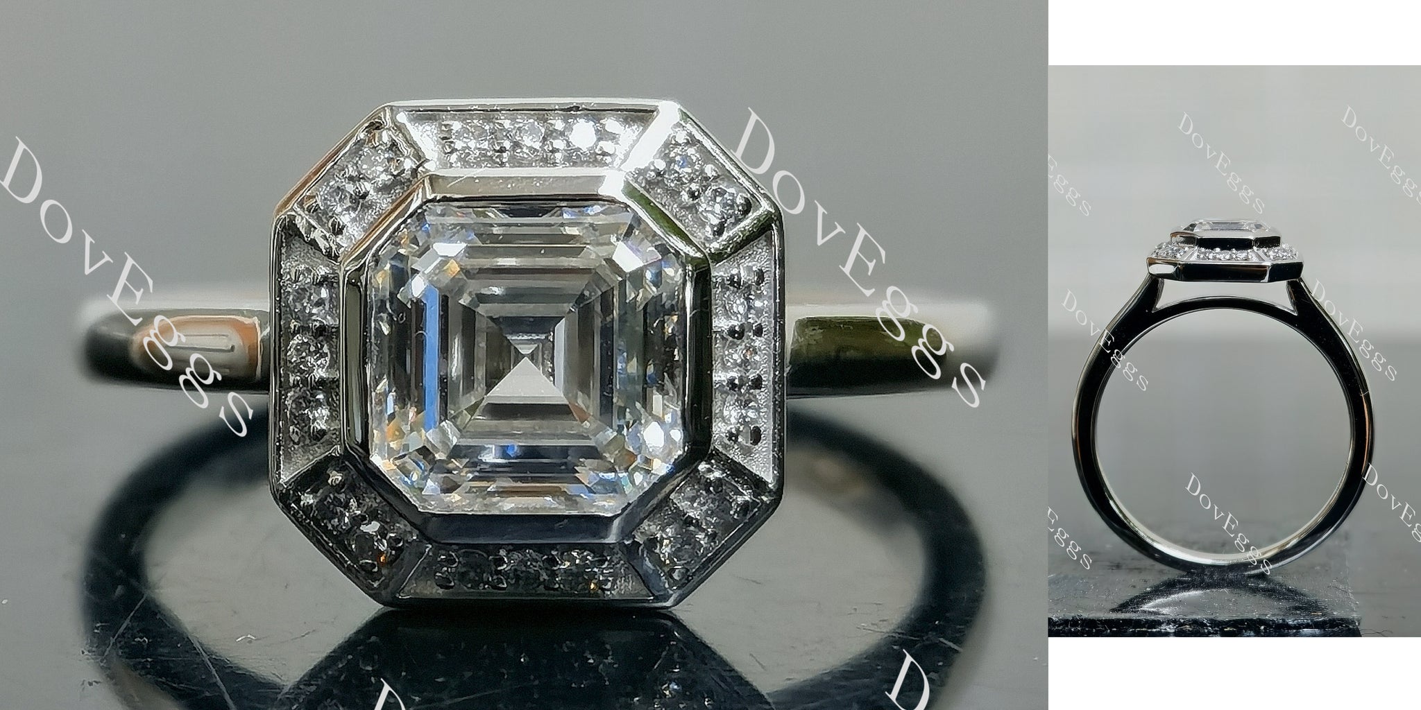 Asscher Halo Bezel Lab Grown Diamond