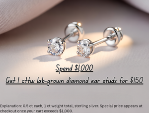Doveggs 0.5ct Each 1cttw Lab Grown Diamond Earstud in Sterling Silver