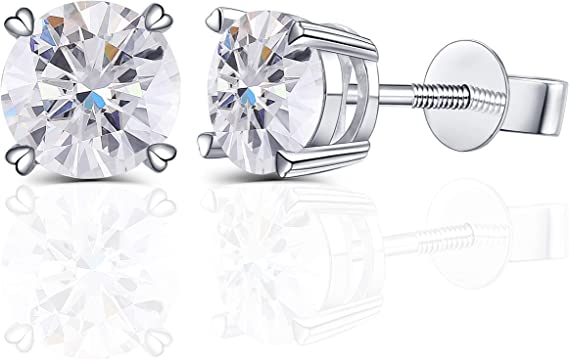 DovEggs 2ct round moissanite screw back earrings for women