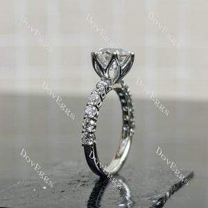 Doveggs Round Pave Half Eternity Lab Grown Diamond Engagement Ring