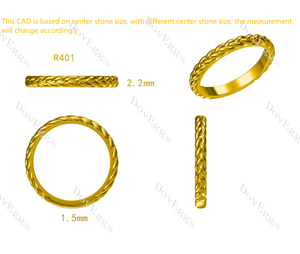Doveggs braided circle wedding band-1.7/2.2mm band width