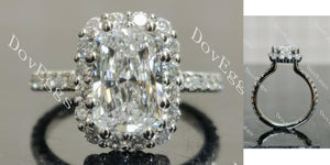 radiant halo pave moissnaite engagement ring