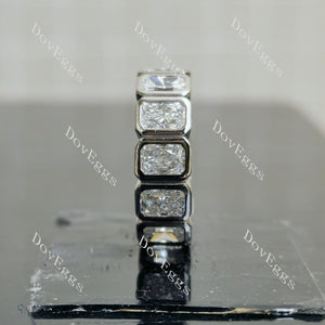 Doveggs radiant full eternity bezel moissanite/lab grown diamond accents wedding band-6.4mm band width