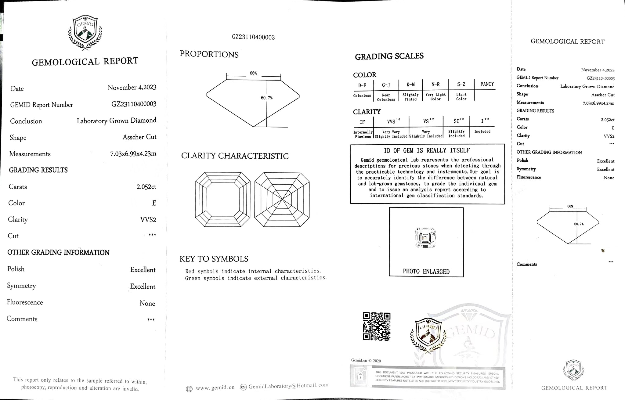 Doveggs 2.05ct asscher E color VVS2 Clarity Excellent cut lab diamond stone(certified)