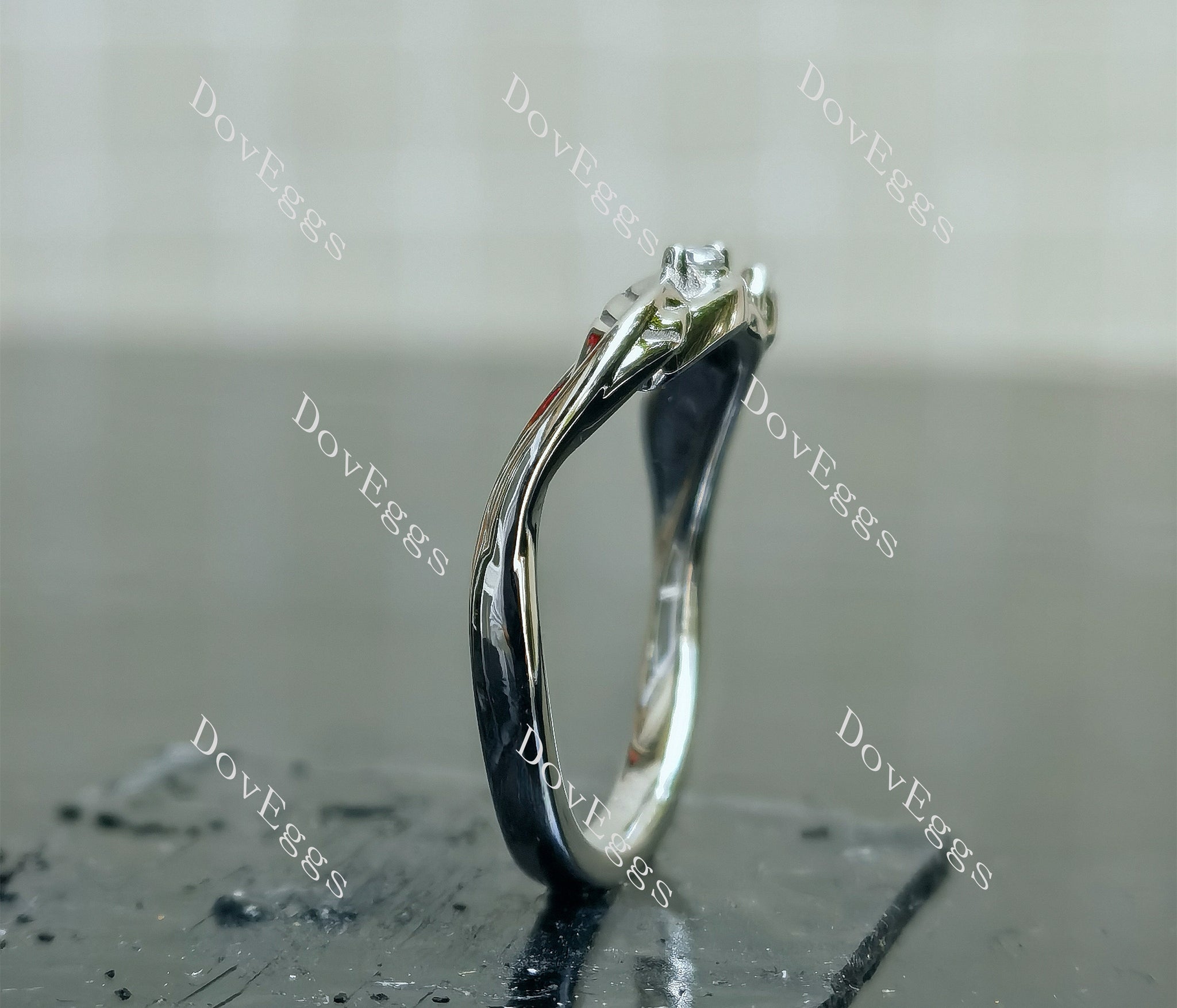 Doveggs round pave moissanite/lab grown diamond wedding band-2.0mm band width
