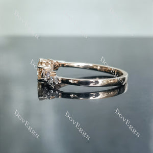 Olive 4*6mm oval art deco colored moissanite engagement ring